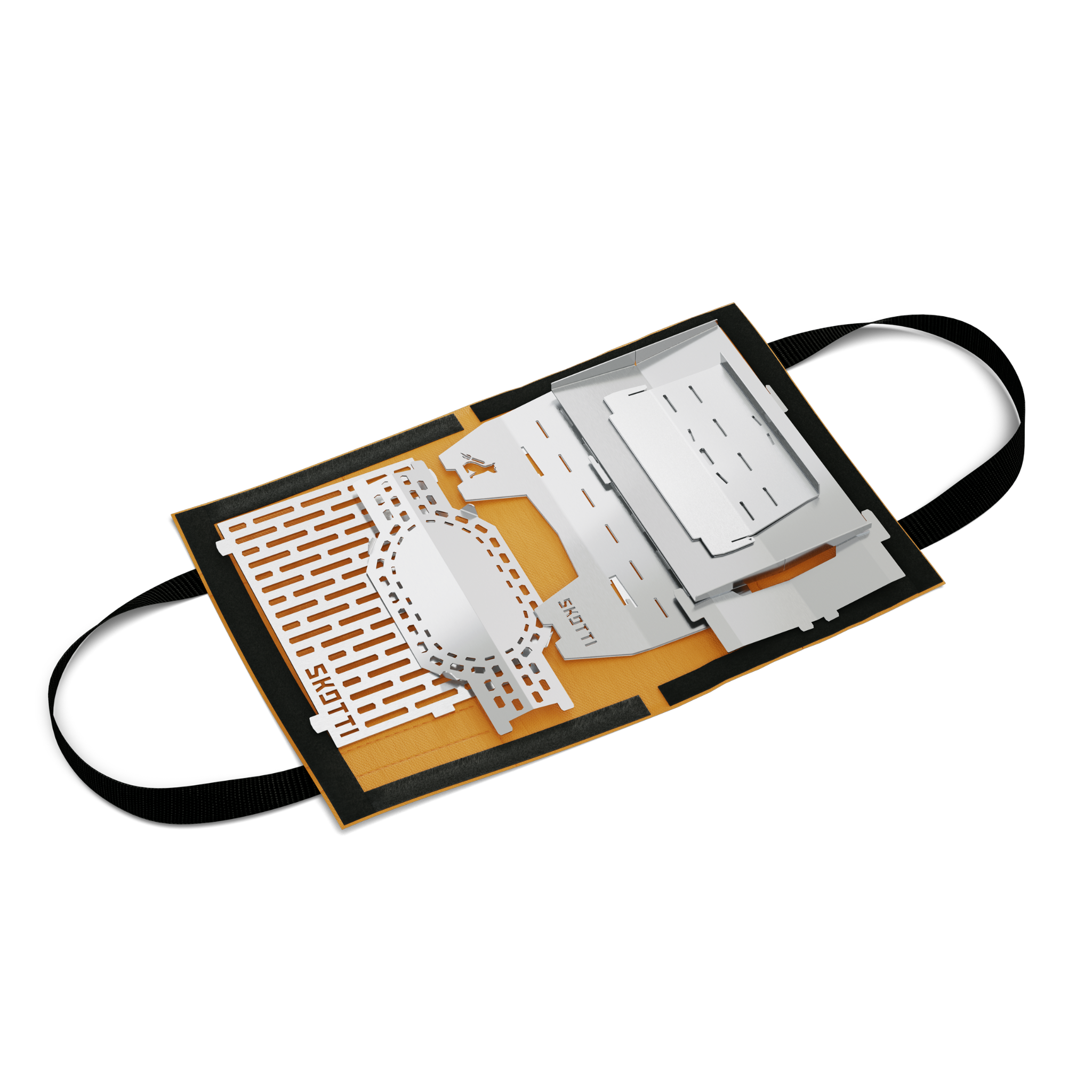 SKOTTI Mini Campinggrill auseinandergebaut in Tasche